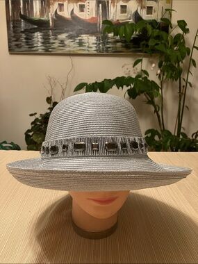Chic Metallic Silver Hat With Silver Decorative Band